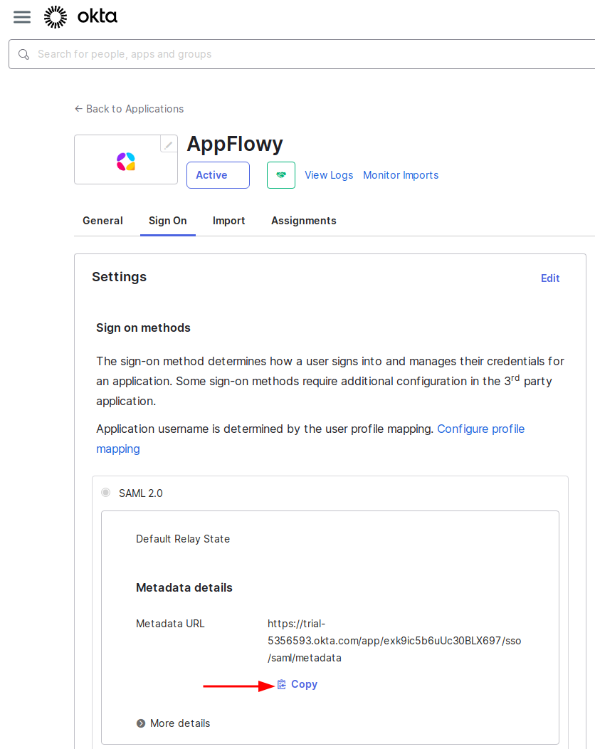 Copy Metadata URL