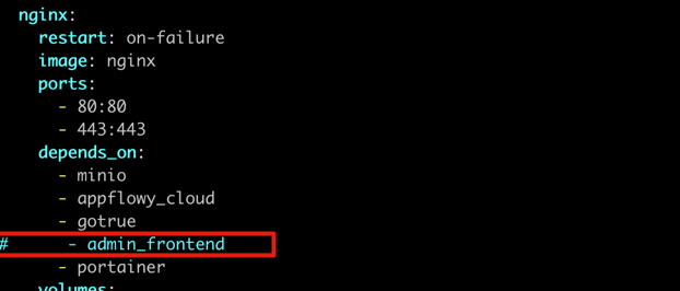Commenting Out Dependencies on Admin Frontend