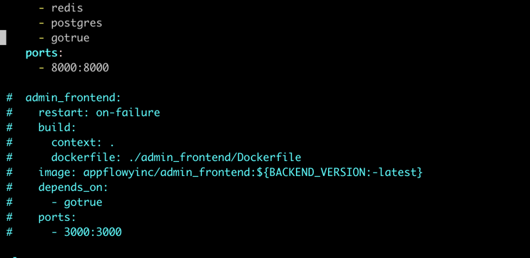 Commenting Out Admin Frontend